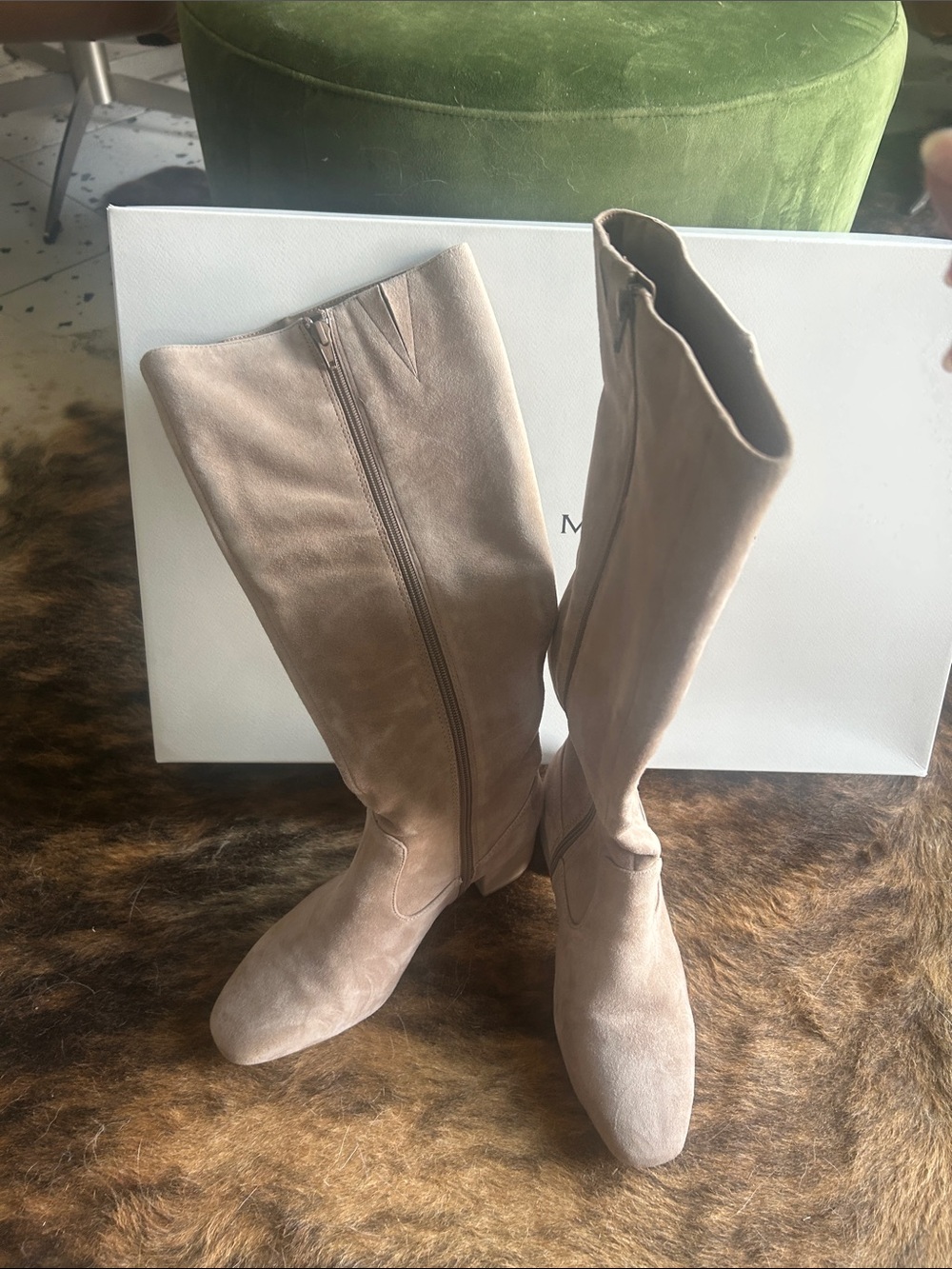 Alec Marie Women’s Tall Suede Zip Boots - Taupe